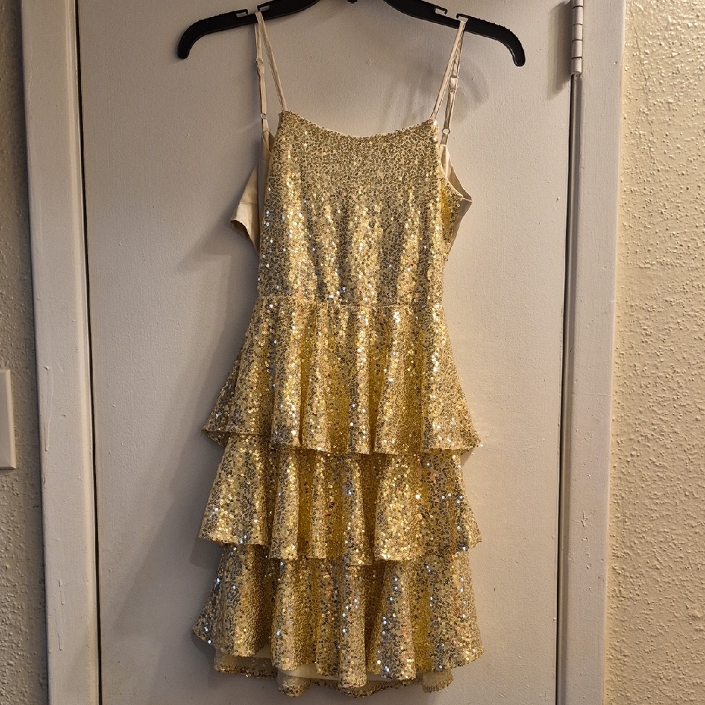 Grace Karin Gold Sequin Party Dress